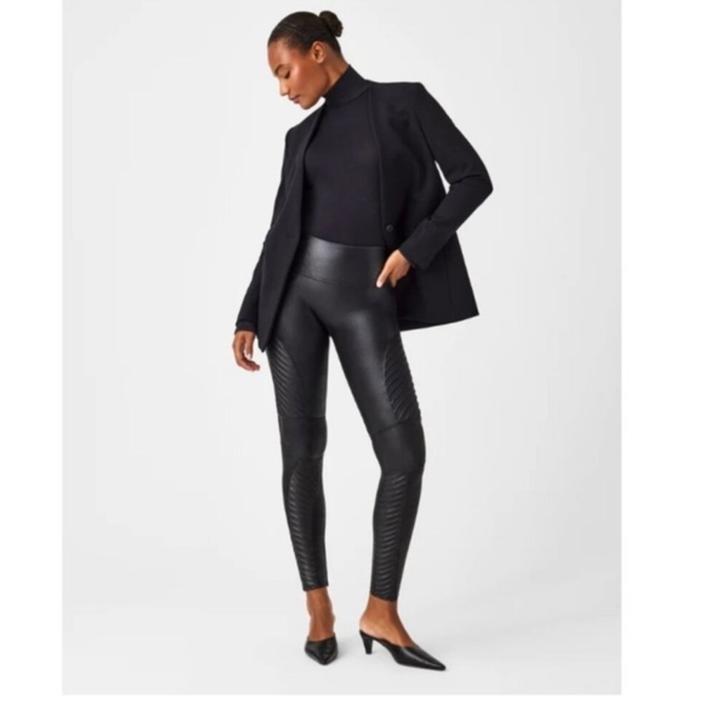 Spanx Faux Leather Moto Leggings large